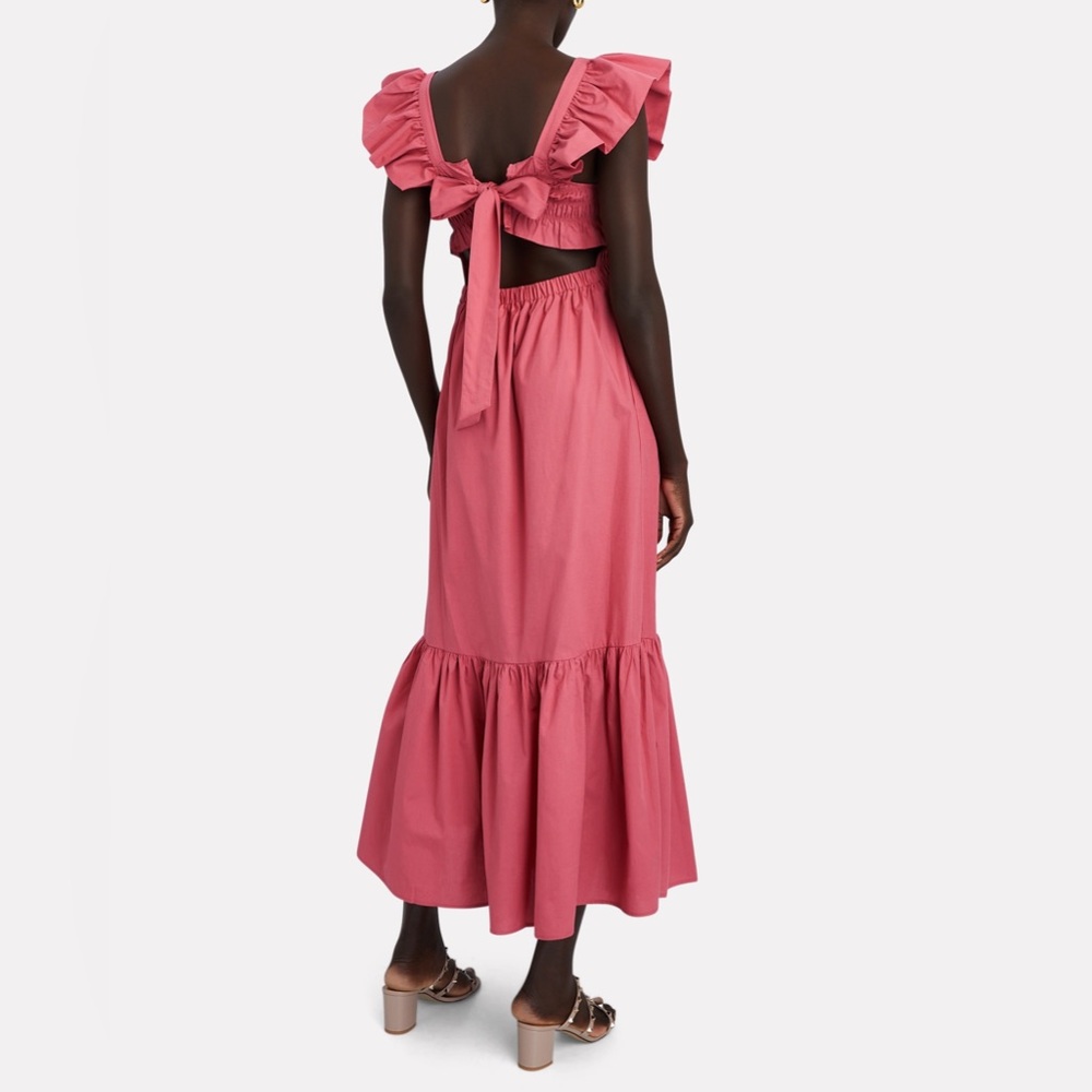 SEA Gladys Smocked Ruffled Midi Dress